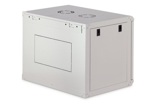 DIGITUS Dynamic-N DN-37104 19" 9U 474x600x450mm lapraszerelt üvegajtós szürke fali rack szekrény