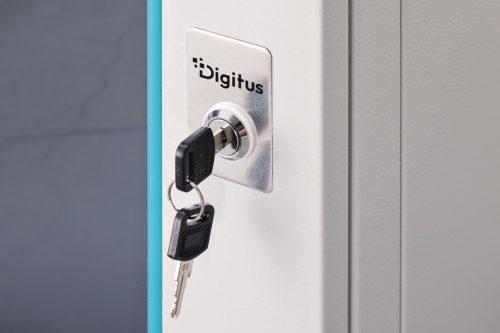 DIGITUS Dynamic-N DN-37106 19" 9U 474x600x600mm lapraszerelt üvegajtós szürke fali rack szekrény