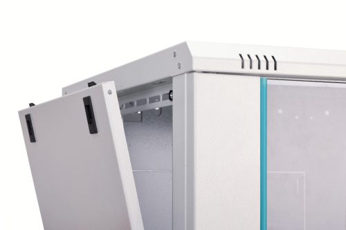 DIGITUS Dynamic-N DN-37106 19" 9U 474x600x600mm lapraszerelt üvegajtós szürke fali rack szekrény