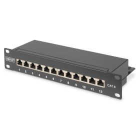   DIGITUS DN-91612S Cat.6 12port asztali fekete árnyékolt patch panel