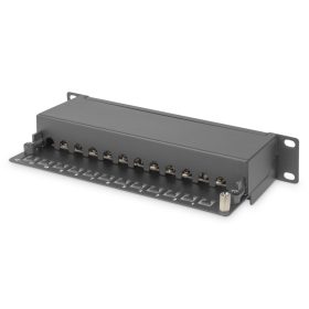   DIGITUS DN-91612S Cat.6 12port asztali fekete árnyékolt patch panel