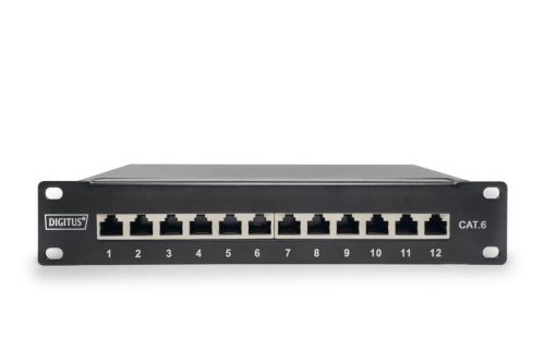 DIGITUS DN-91612S Cat.6 12port asztali fekete árnyékolt patch panel