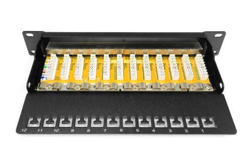 DIGITUS DN-91612S Cat.6 12port asztali fekete árnyékolt patch panel