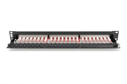 DIGITUS DN-91624S-EA-B 19" 1U 24port Cat.6A kompakt fekete árnyékolt patch panel
