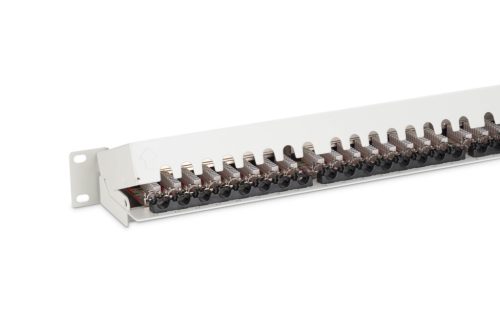 DIGITUS DN-91624S-EA 19" 1U 24port Cat.6A kompakt szürke árnyékolt patch panel
