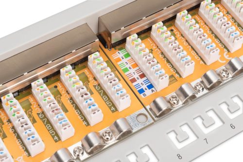 DIGITUS DN-91624S 19" 1U 24port Cat.6 kompakt szürke árnyékolt patch panel