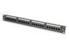 DIGITUS DN-91624U-CR 19" 1U 24port Cat.6 kompakt fekete árnyékolatlan patch panel