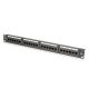 DIGITUS DN-91624U-CR 19" 1U 24port Cat.6 kompakt fekete árnyékolatlan patch panel