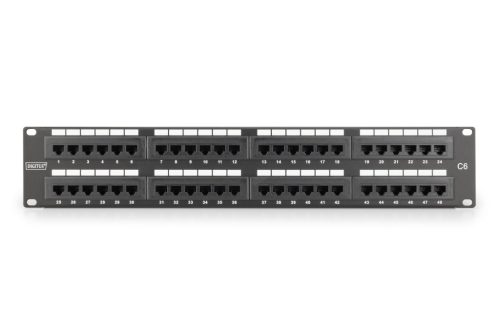 DIGITUS DN-91648U 19" 2U 48port Cat.6 kompakt fekete árnyékolatlan patch panel