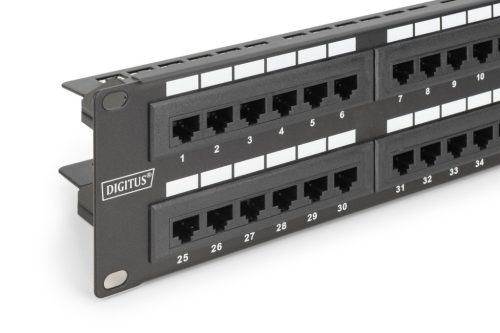 DIGITUS DN-91648U 19" 2U 48port Cat.6 kompakt fekete árnyékolatlan patch panel