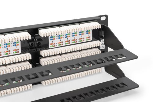 DIGITUS DN-91648U 19" 2U 48port Cat.6 kompakt fekete árnyékolatlan patch panel