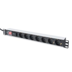   DIGITUS DN-95407 19" 1U PDU 7xCEE 7/3 schuko aljzat CEE7/7 csatlakozó 2m túlfeszültségvédett elosztósor
