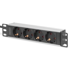   DIGITUS DN-95418 10" 1U PDU 230V 16A 4x Schuko aljzat CEE7/7 csatlakozó hálózati 2m elosztósor