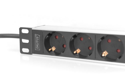 DIGITUS DN-95418 10" 1U PDU 230V 16A 4x Schuko aljzat CEE7/7 csatlakozó hálózati 2m elosztósor