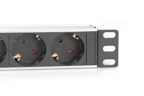 DIGITUS DN-95418 10" 1U PDU 230V 16A 4x Schuko aljzat CEE7/7 csatlakozó hálózati 2m elosztósor