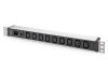 DIGITUS DN-95429 19" 1U PDU 230V 10A 9xIEC C13 aljzat IEC C14 csatlakozó 2m elosztósor