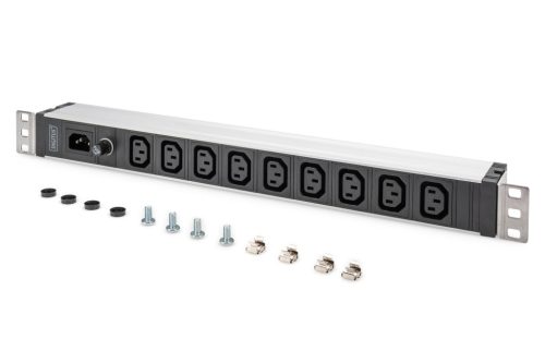 DIGITUS DN-95429 19" 1U PDU 230V 10A 9xIEC C13 aljzat IEC C14 csatlakozó 2m elosztósor