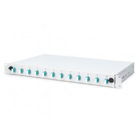   DIGITUS DN-96331/3 19" 1U 12xLC duplex OM3 toldóval pigtaillel és kötőkazettával szerelt optikai patch panel