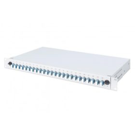   DIGITUS DN-96332-4 19" 1U 24xLC duplex OM4 toldóval pigtaillel és kötőkazettával szerelt optikai patch panel