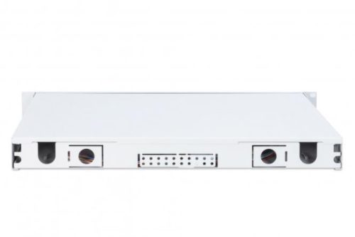 DIGITUS DN-96332-4 19" 1U 24xLC duplex OM4 toldóval pigtaillel és kötőkazettával szerelt optikai patch panel