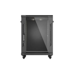   Lanberg FF01-6615-12B 19" 15U SZÉL:600mm MÉLY:600mm MAG:848mm lapraszerelt üvegajtós fekete álló rack szekrény