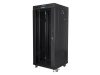 Lanberg FF01-6627-12BL 19" 27U SZÉL:600mm MÉLY:600mm MAG:1431mm lapraszerelt LCD üvegajtós fekete álló rack szekrény