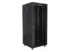 Lanberg FF01-6627-12BL 19" 27U SZÉL:600mm MÉLY:600mm MAG:1431mm lapraszerelt LCD üvegajtós fekete álló rack szekrény