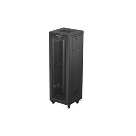   Lanberg FF01-6637-23BL 19" 37U SZÉL:600mm MÉLY:600mm MAG:1898mm lapraszerelt LCD hálós fémajtós fekete álló rack szekrény
