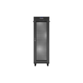   Lanberg FF01-6637-23BL 19" 37U SZÉL:600mm MÉLY:600mm MAG:1898mm lapraszerelt LCD hálós fémajtós fekete álló rack szekrény
