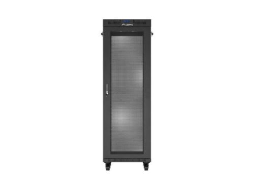 Lanberg FF01-6637-23BL 19" 37U SZÉL:600mm MÉLY:600mm MAG:1898mm lapraszerelt LCD hálós fémajtós fekete álló rack szekrény
