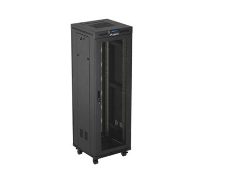 Lanberg FF01-6637-23BL 19" 37U SZÉL:600mm MÉLY:600mm MAG:1898mm lapraszerelt LCD hálós fémajtós fekete álló rack szekrény