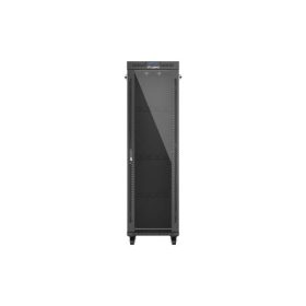   Lanberg FF01-6642-12BL 19" 42U SZÉL:600mm MÉLY:600mm MAG:2097mm lapraszerelt LCD üvegajtós fekete álló rack szekrény