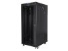 Lanberg FF01-6827-12BL 19" 27U SZÉL:600mm MÉLY:800mm MAG:1431mm lapraszerelt LCD üvegajtós fekete álló rack szekrény