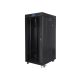 Lanberg FF01-6827-12BL 19" 27U SZÉL:600mm MÉLY:800mm MAG:1431mm lapraszerelt LCD üvegajtós fekete álló rack szekrény
