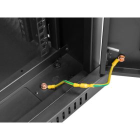   Lanberg FF01-6827-12BL 19" 27U SZÉL:600mm MÉLY:800mm MAG:1431mm lapraszerelt LCD üvegajtós fekete álló rack szekrény