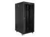 Lanberg FF01-6827-12BL 19" 27U SZÉL:600mm MÉLY:800mm MAG:1431mm lapraszerelt LCD üvegajtós fekete álló rack szekrény