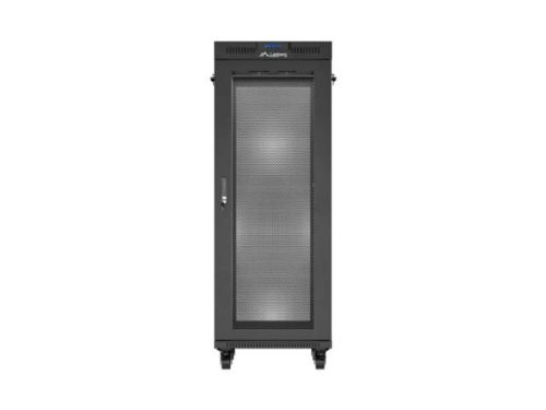 Lanberg FF01-6832-23BL 19" 32U SZÉL:600mm MÉLY:800mm MAG:1676mm lapraszerelt LCD hálós fémajtós fekete álló rack szekrény