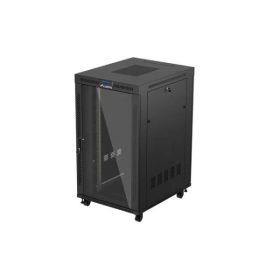  Lanberg FF01-8027-12BL 19" 27U SZÉL:800mm MÉLY:1000mm MAG:1461mm lapraszerelt LCD üvegajtós fekete szerver szekrény