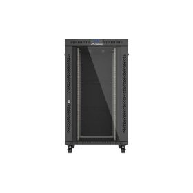   Lanberg FF01-8027-12BL 19" 27U SZÉL:800mm MÉLY:1000mm MAG:1461mm lapraszerelt LCD üvegajtós fekete szerver szekrény