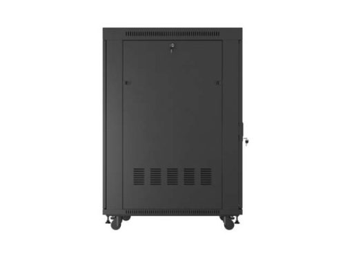 Lanberg FF01-8027-12BL 19" 27U SZÉL:800mm MÉLY:1000mm MAG:1461mm lapraszerelt LCD üvegajtós fekete szerver szekrény