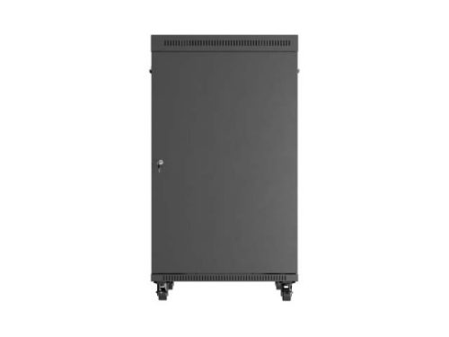 Lanberg FF01-8027-12BL 19" 27U SZÉL:800mm MÉLY:1000mm MAG:1461mm lapraszerelt LCD üvegajtós fekete szerver szekrény