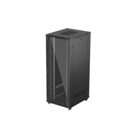   Lanberg FF01-8042-12B 19" 42U SZÉL:800mm MÉLY:1000mm MAG:2047mm lapraszerelt üvegajtós fekete szerver szekrény