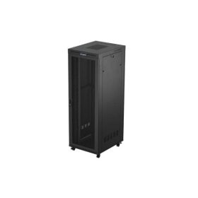   Lanberg FF01-8047-23BL 19" 47U SZÉL:800mm MÉLY:1000mm MAG:2344mm lapraszerelt LCD hálós fémajtós fekete álló szerver szekrény