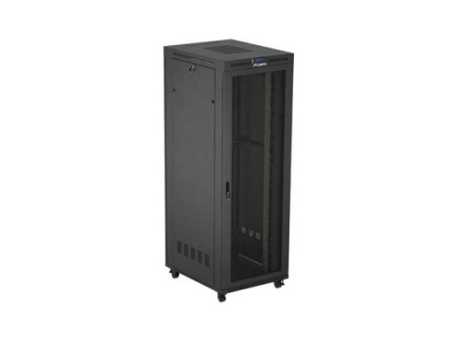 Lanberg FF01-8047-23BL 19" 47U SZÉL:800mm MÉLY:1000mm MAG:2344mm lapraszerelt LCD hálós fémajtós fekete álló szerver szekrény