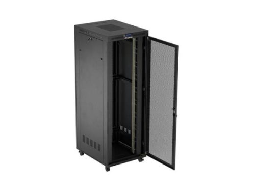Lanberg FF01-8047-23BL 19" 47U SZÉL:800mm MÉLY:1000mm MAG:2344mm lapraszerelt LCD hálós fémajtós fekete álló szerver szekrény