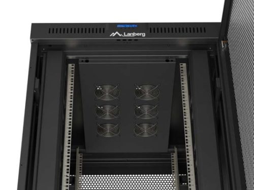 Lanberg FF01-8047-23BL 19" 47U SZÉL:800mm MÉLY:1000mm MAG:2344mm lapraszerelt LCD hálós fémajtós fekete álló szerver szekrény