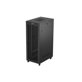   Lanberg FF01-8242-23BL 19" 42U SZÉL:800mm MÉLY:1200mm MAG:2127mm lapraszerelt LCD hálós fémajtós fekete álló rack szekrény