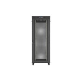   Lanberg FF01-8242-23BL 19" 42U SZÉL:800mm MÉLY:1200mm MAG:2127mm lapraszerelt LCD hálós fémajtós fekete álló rack szekrény