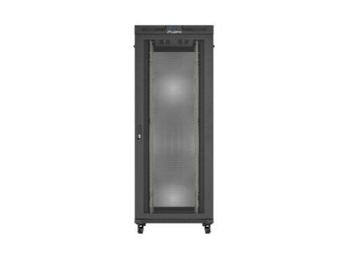 Lanberg FF01-8242-23BL 19" 42U SZÉL:800mm MÉLY:1200mm MAG:2127mm lapraszerelt LCD hálós fémajtós fekete álló rack szekrény