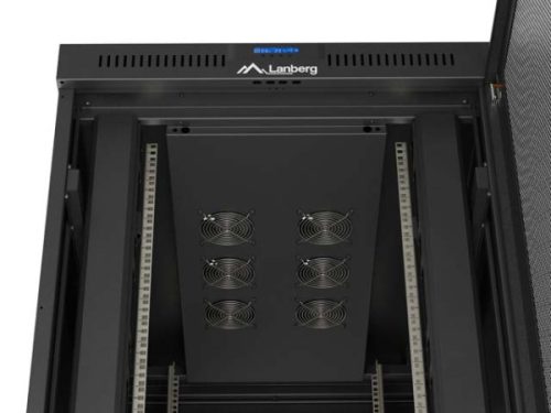 Lanberg FF01-8242-23BL 19" 42U SZÉL:800mm MÉLY:1200mm MAG:2127mm lapraszerelt LCD hálós fémajtós fekete álló rack szekrény